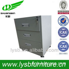 steel mobile pedestal file cabinet with 3 drawers